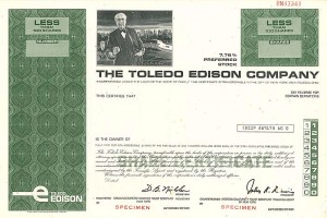 Toledo Edison Co. - Specimen Stock Certificate